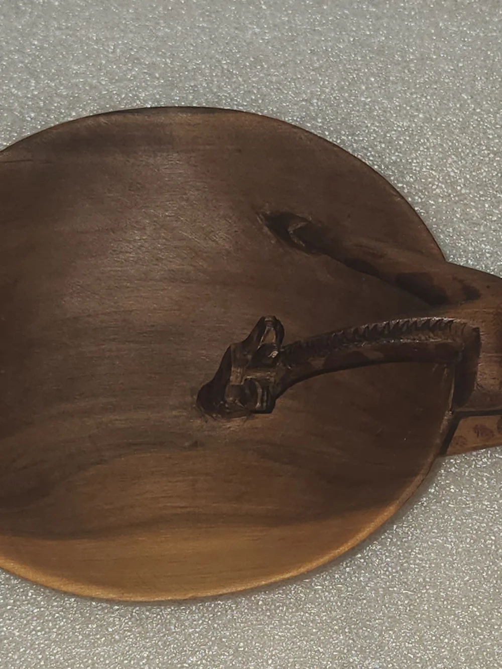 Vintage African Giraffe Drinking Wood Bowl Hand Carved and Painted Made in Kenya